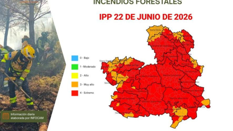 Mapa de riesgo extremo de incendios
