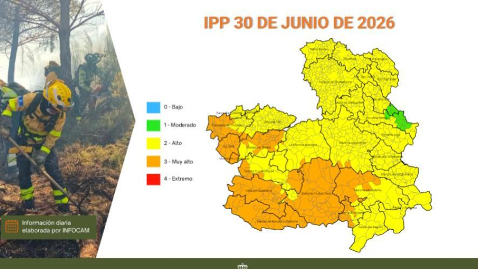 Mapa de riesgo de incendios forestales este 30 de junio