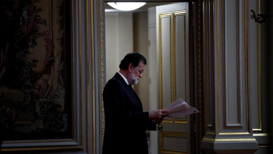 Mariano Rajoy antes de comparecer en el Congreso por la Gürtel