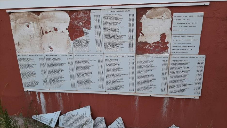 Vandalizan las placas que contienen los nombres de las víctimas exhumadas de la fosa común de Uclés.
ARMH CUENCA
10/8/2022