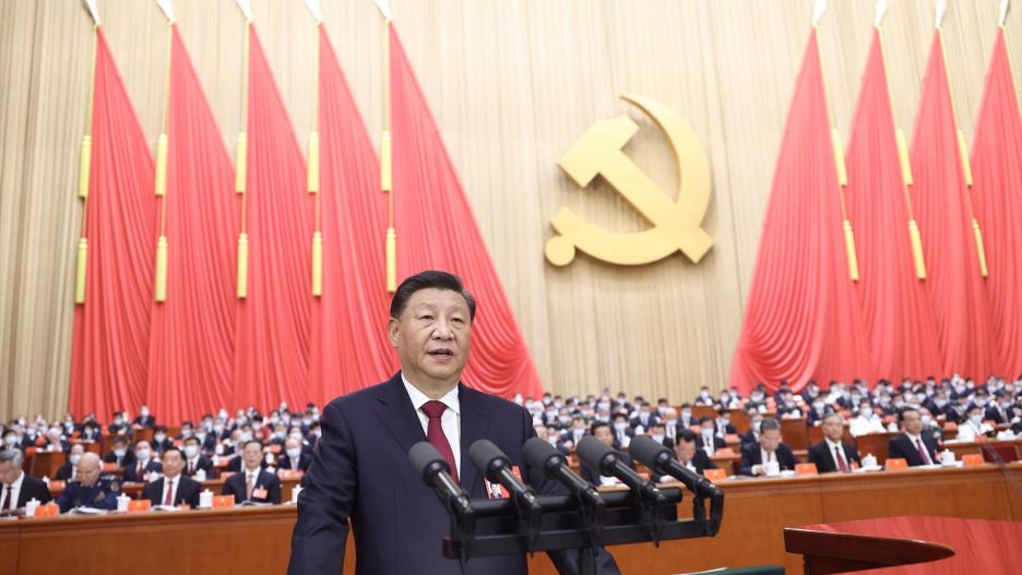 BEIJING, Oct. 16, 2022  -- Xi Jinping delivers a report to the 20th National Congress of the Communist Party of China (CPC) on behalf of the 19th CPC Central Committee at the Great Hall of the People in Beijing, capital of China, Oct. 16, 2022. The 20th C