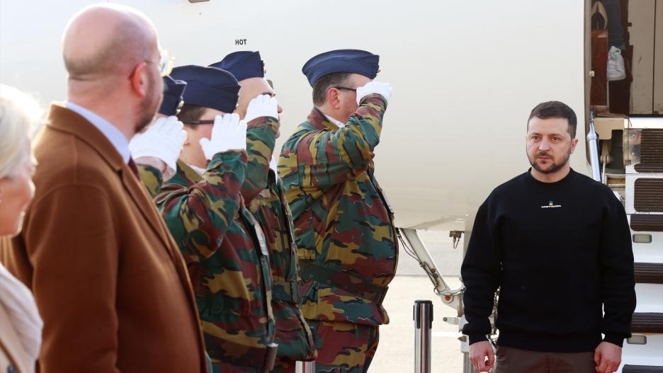 El presidente de Ucrania, Volodimir Zelenski, a su llegada a Bruselas.