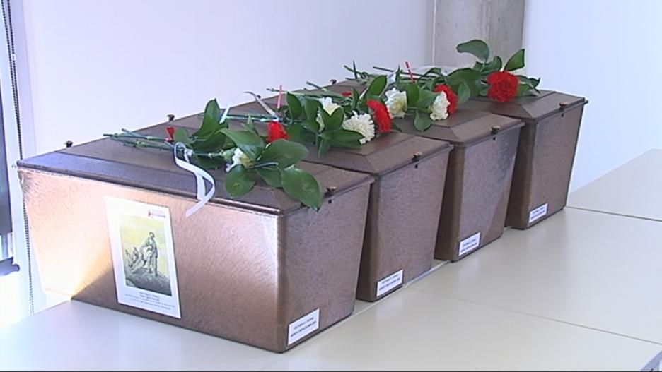 Restos de las seis víctimas de la dictadura franquista exhumados en el cementerio de Manzanares (Ciudad Real)
