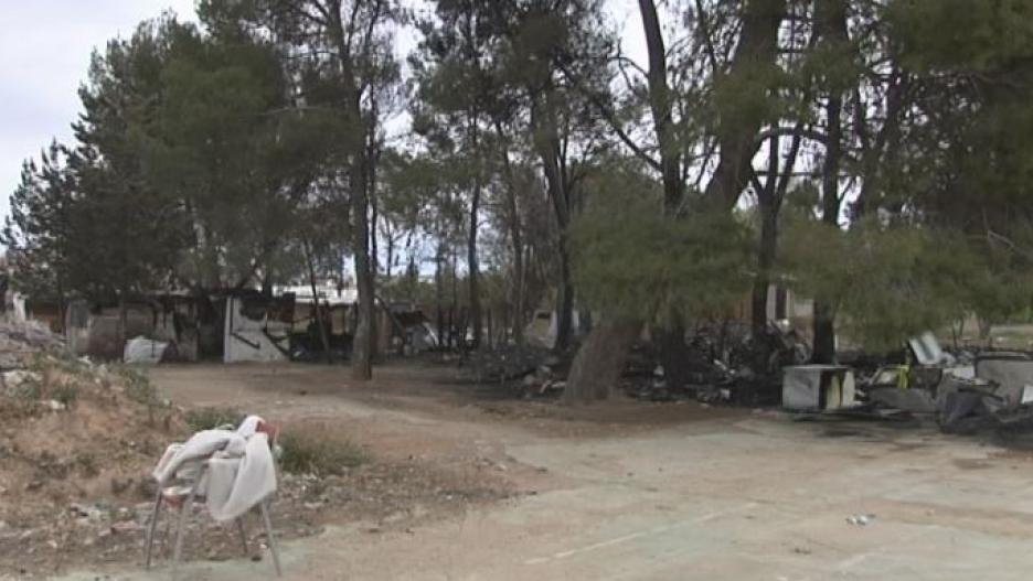 Chabolas quemadas en un poblado en Albacete