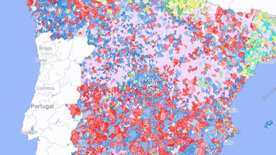 Mapa interactivo para consultar qué partido ha ganado las elecciones en tu barrio.