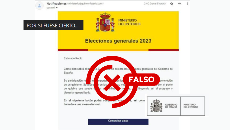 Imagen de la estafa que se está difundiendo bajo el logo del Ministerio del Interior