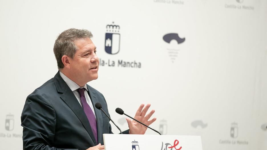Emiliano García-Page durante la toma de posesión de Blanca Fernández como delegada de la Junta en Ciudad Real.
