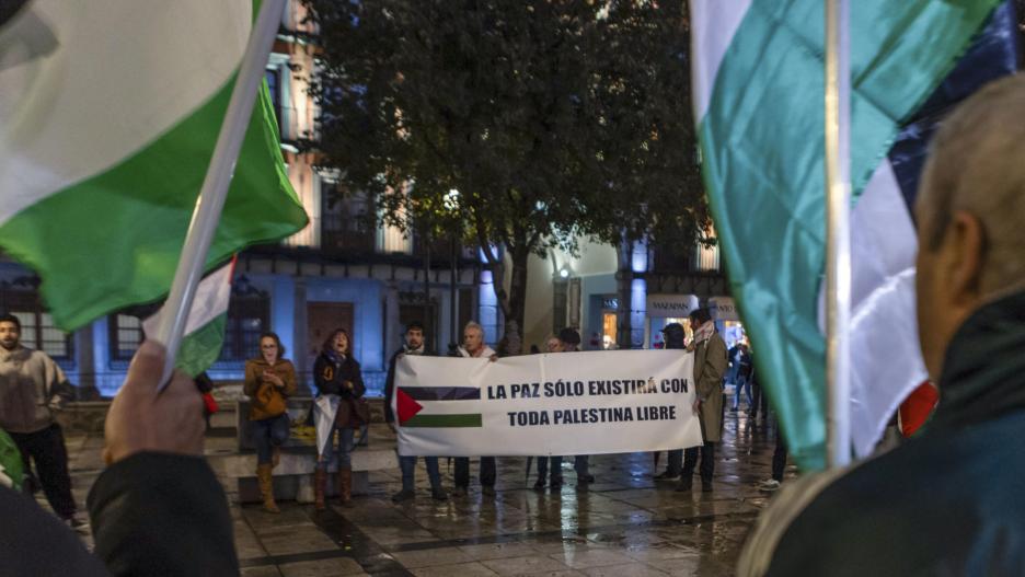 Unas 70 personas se manifiestan en Toledo a favor de Palestina.