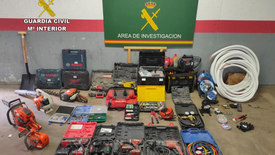 Herramientas sustraídas en multitud de robos cometidos en las provincias de Toledo, Ávila y la Comunidad de Madrid