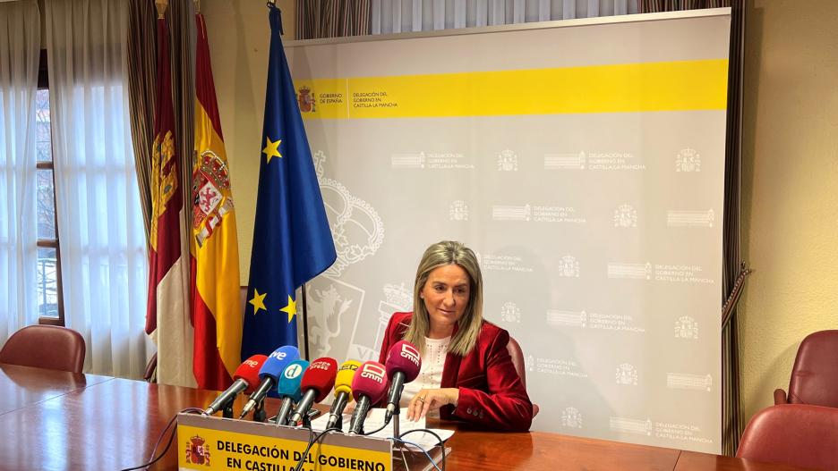 La delegada del Gobierno en Castilla-La Mancha, Milagros Tolón, esta mañana en rueda de prensa