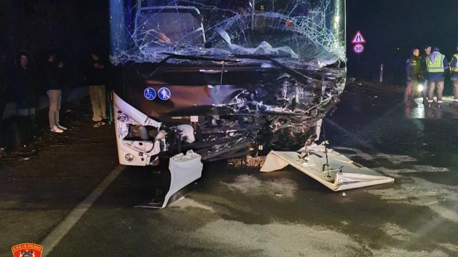 El autobús accidentado en Talavera