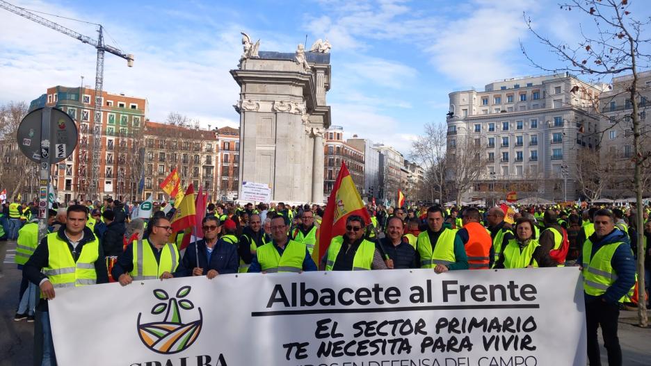 Agricultores de Albacete en las protestas de Madrid