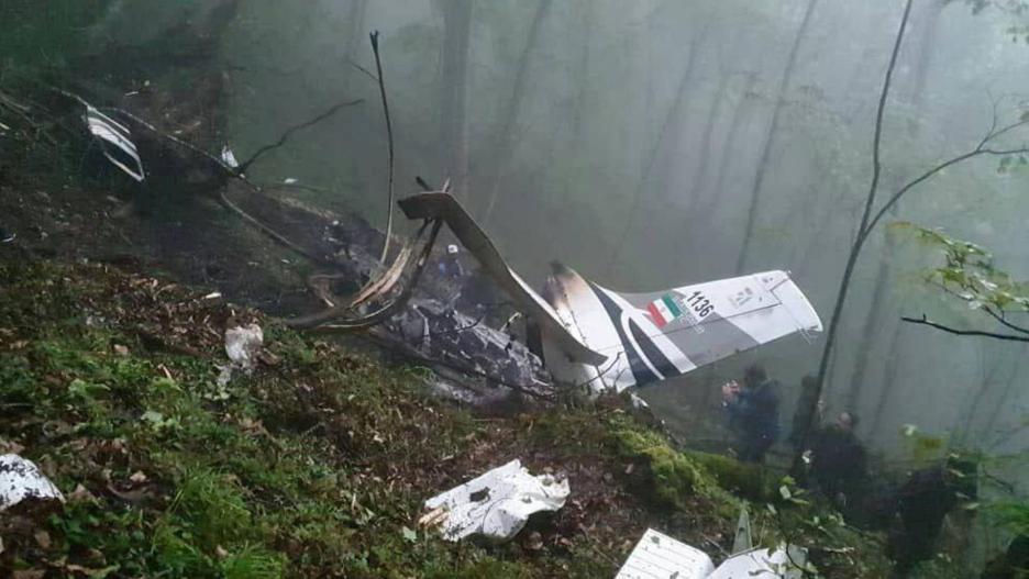 Imagen del estado del helicóptero en el que viajaba el presidente iraní, Ebrahim Raisi