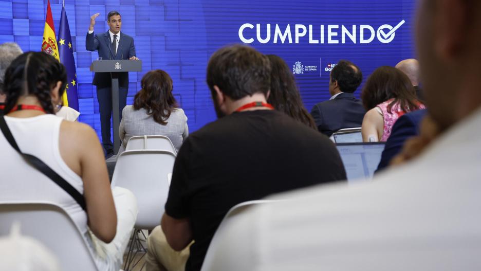 El presidente del Gobierno, Pedro Sánchez, este miércoles en el balance del curso político antes del paréntesis de agosto,