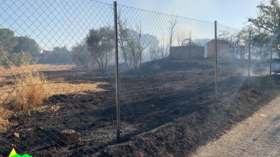 El incendio ha dañado al menos dos viviendas de campo, una habitada por una familia y otra que acoge locales de ensayo