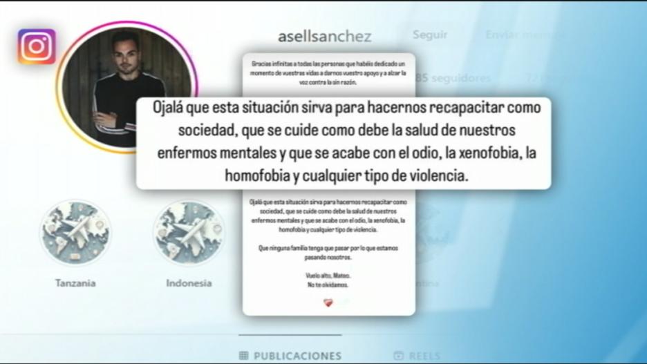 Mensaje de Asell Sánchez en Instagram