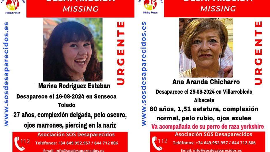 Cartel con las fotografías de las dos mujeres desaparecidas en Castilla-La Mancha