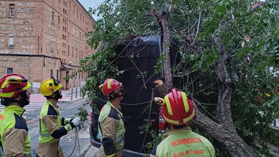 Bomberos retirando ramas en Toledo.