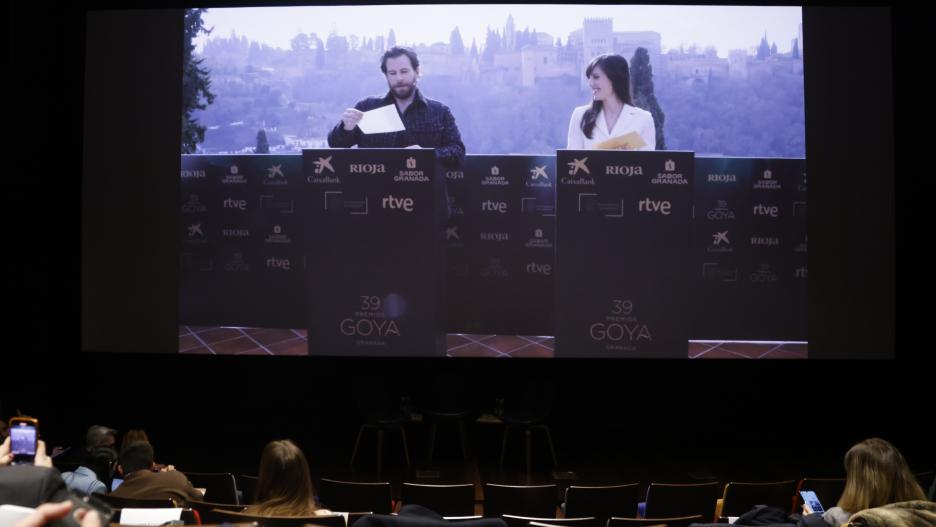 MADRID, 18/12/2024.- Acto en la Academia del Cine, este miércoles en Madrid en el que la actriz Natalia de Molina y el actor Álvaro Cervantes, en retransmisión desde Granada, dan a conocer los nominados y nominadas a la 39 edición de los Premios Goya para la 39 edición de los Premios que se celebrarán en la ciudad andaluza. EFE/ Blanca Millez