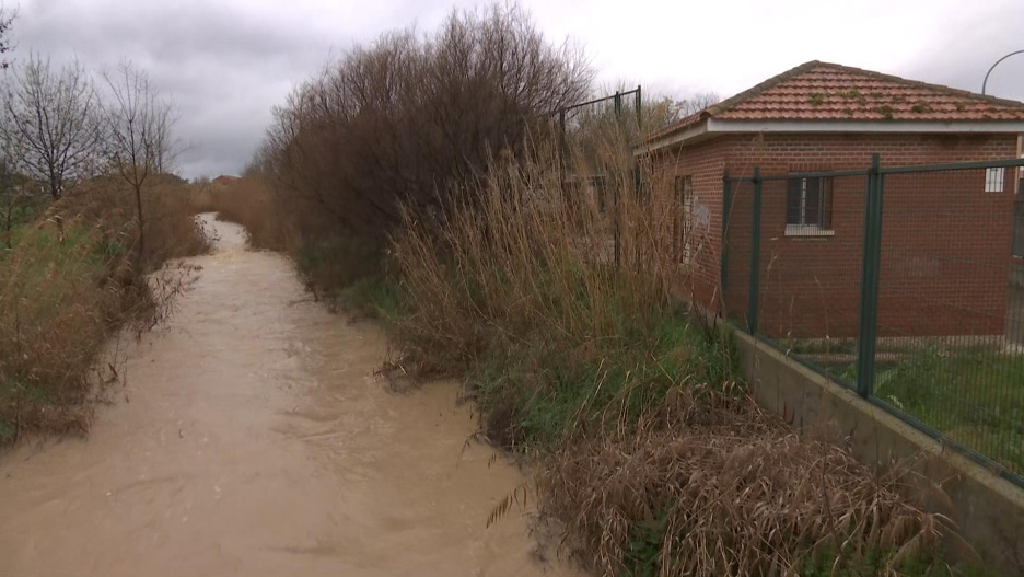 El nivel del agua del arroyo ha pasado de estar casi seco a amenazar las instalaciones del centro educativo de Arcicóllar (Toledo)