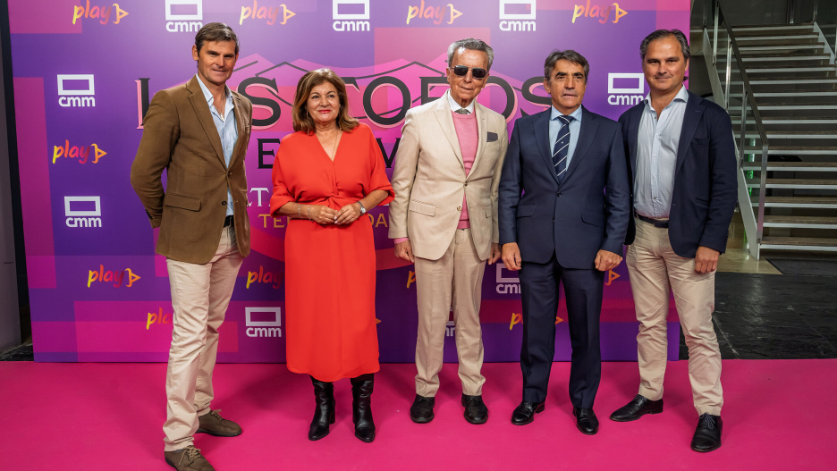 De izquierda a derecha: Eugenio de Mora, Carmen Amores, Ortega Cano Victorino Martín y Nacho Lloret en la presentación de la temporada taurina 2025 de CMM