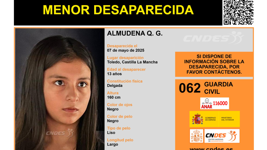 Desaparecida una menor de 13 años El Carpio de Tajo