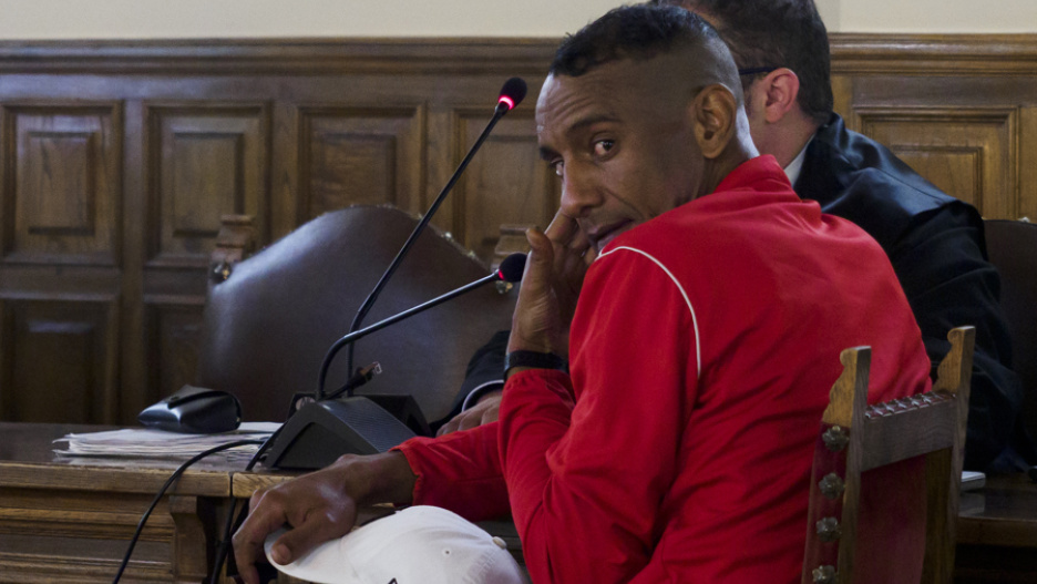 El asesino confeso de su mujer en Tarancón durante el juicio que se celebra en la Audiencia Provincial de Cuenca.