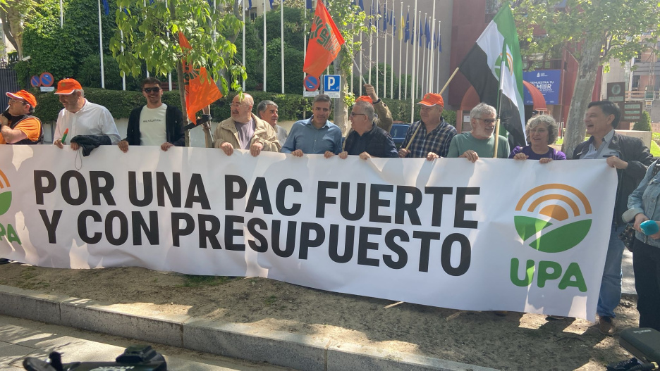 Protesta en la sede de la UE en Madrid este 20 de mayo