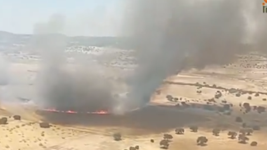 Imagen aérea del incendio en Brazatortas (Ciudad Real)
