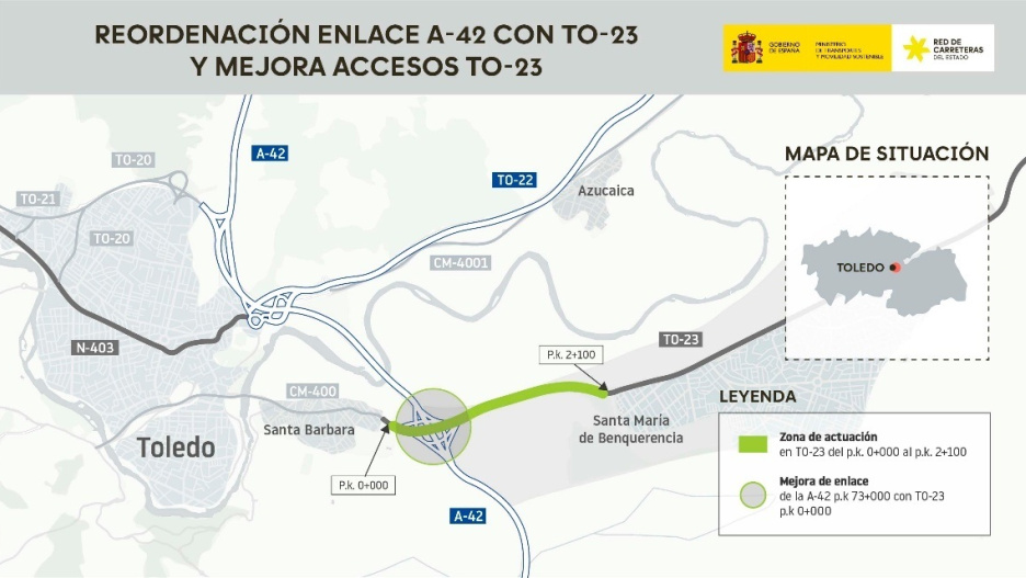 Mapa de las obras para mejorar el enlace de la A-42 con la TO-23.

REMITIDA / HANDOUT por MINISTERIO DE TRANSPORTES Y MOVILIDAD SOSTENIBLE
Fotografía remitida a medios de comunicación exclusivamente para ilustrar la noticia a la que hace referencia la imagen, y citando la procedencia de la imagen en la firma
01/12/2025