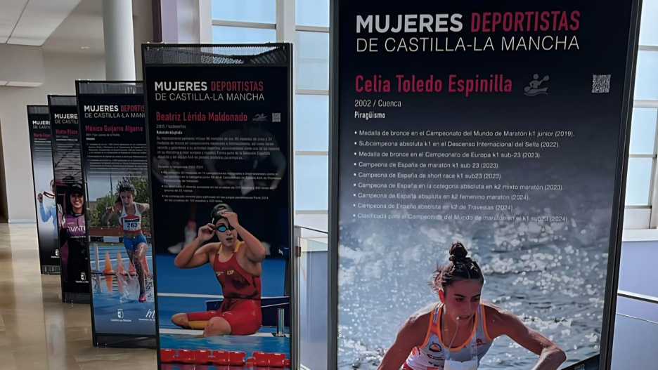 La exposición Mujeres Deportistas de CLM ya está en el hall central de CMM