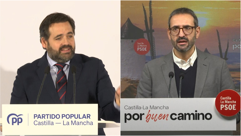 Paco Núñez, líder regional del PP (izda.)/Sergio Gutiérrez, secretario de organización del PSOE regional (dcha.)