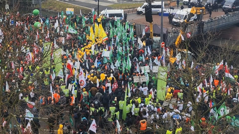 Protestas del sector del campo en Estrasburgo (Francia) contra el acuerdo con Mercosur