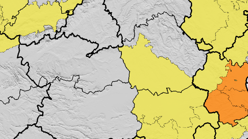 Imagen del mapa de avisos meteorológicos de la Aemet para este martes