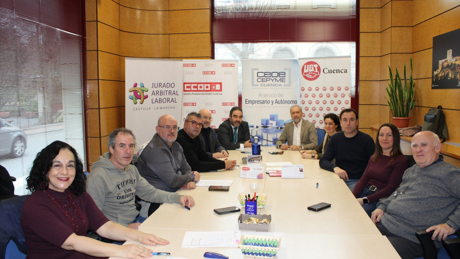 El Jurado Arbitral el convenio colectivo del metal para la provincia de Cuenca.

REMITIDA / HANDOUT por CEOE CEPYME
Fotografía remitida a medios de comunicación exclusivamente para ilustrar la noticia a la que hace referencia la imagen, y citando la procedencia de la imagen en la firma
18/2/2026