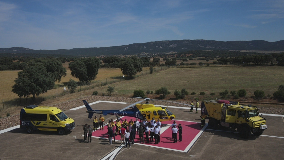 Medios del Infocam en la base de Horcajo de los Montes (Ciudad Real)