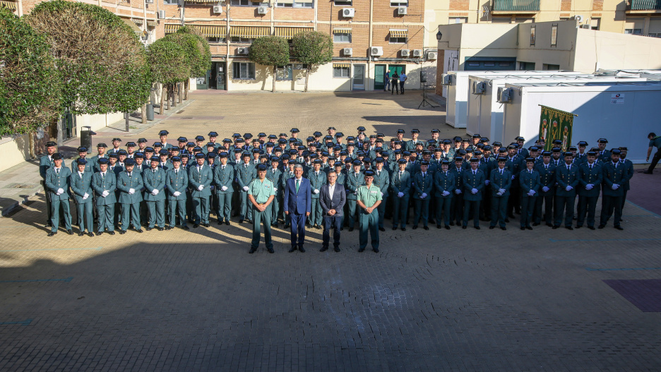 Alumnos de la Guardia Civil de la Promoción 131ª de la academia de Baeza y 172ª del colegio de Valdemoro que han llegado a la provincia de Toledo