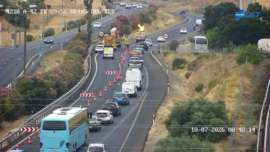 La caída de un árbol ha provocado el corte de un carril en la A-42, en Toledo.