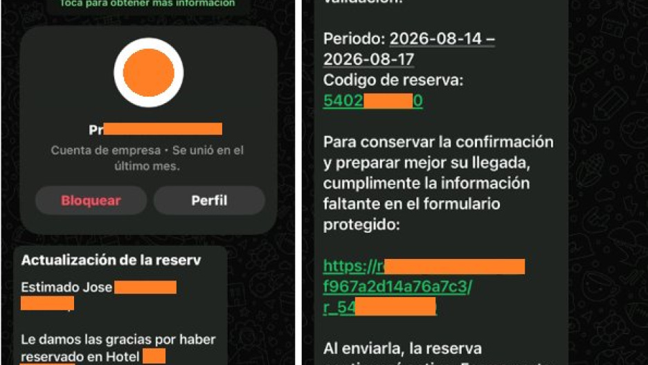 Captura del mensaje recibido en un móvil de una víctima