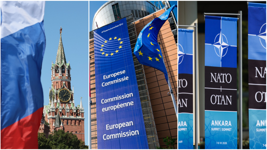Moscú, Rusia (izda.)/Comisión Europea, Bruselas, Bélgica (centro)/OTAN, cumbre en Ankara, Turquía (dcha.)