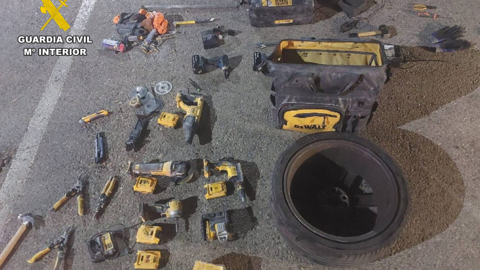 Material de obra incautado a los detenidos